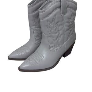 BAMBOO Cream Ankle Booties with Western Flair